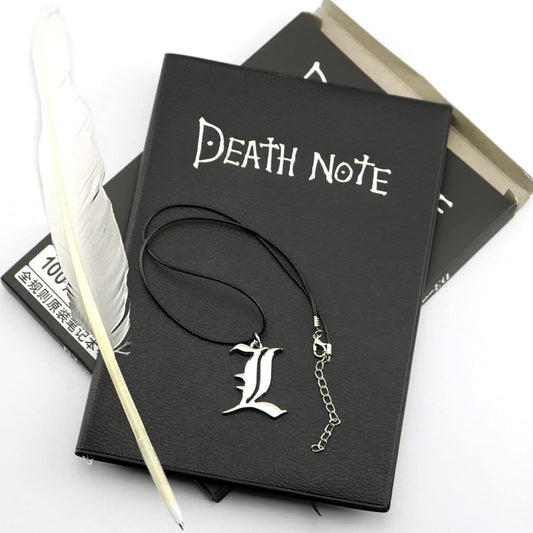 Death Notebook Set Leather Journal and Necklace Feather Pen Death Cosplay Props