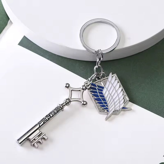 Attack On Titan Keychain Shingeki no Kyojin Scouting Legion Emblem Pendant Key Chain